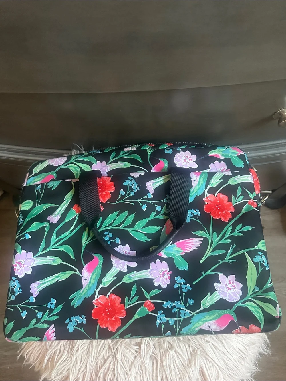 kate spade Black Floral Laptop Bag with Multicolor Botanical Print
